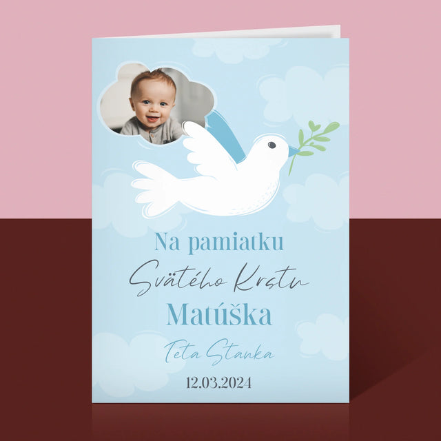 Fotografia A Podpis: Pamiatka Krstu Holubica - Kartička S Prianiami