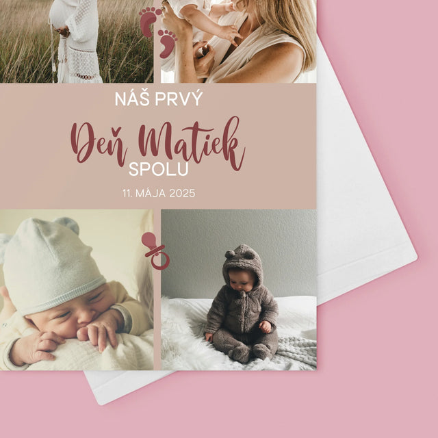 Fotokoláž: Náš Prvý Deň Matiek - Kartička S Prianiami