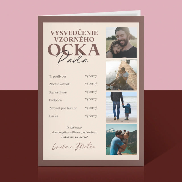 Fotokoláž: Vysvedčenie Vzorného Ocka - Kartička S Prianiami