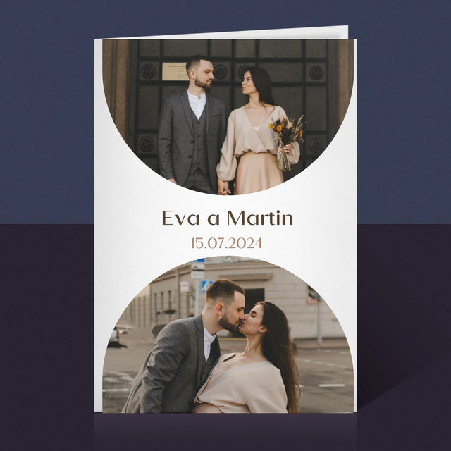 Fotokoláž: Dátum Svadby - Kartička S Prianiami