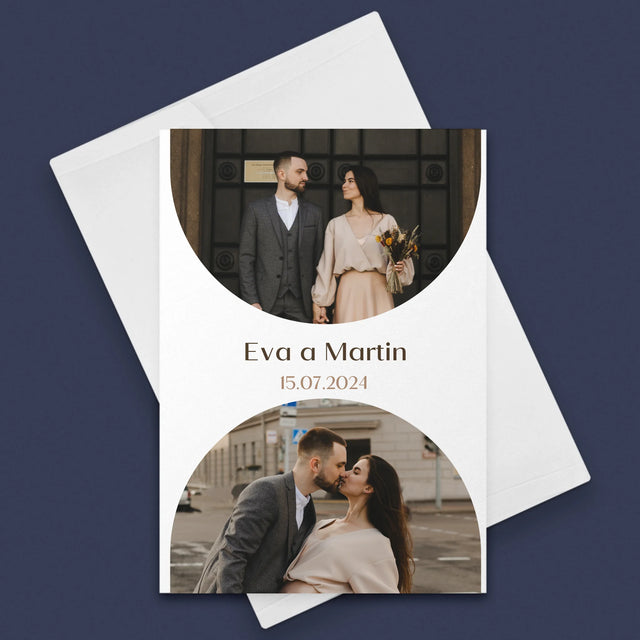 Fotokoláž: Dátum Svadby - Kartička S Prianiami