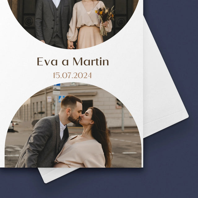 Fotokoláž: Dátum Svadby - Kartička S Prianiami
