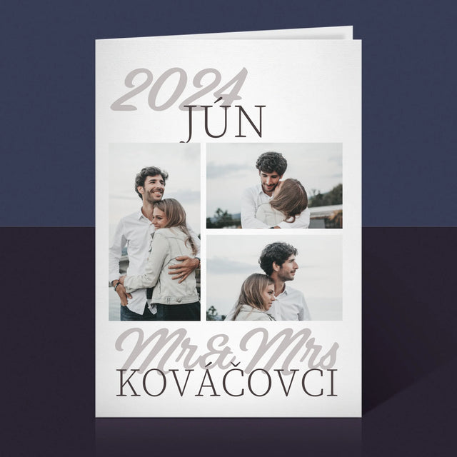 Fotokoláž: Mr&Mrs Dátum - Kartička S Prianiami