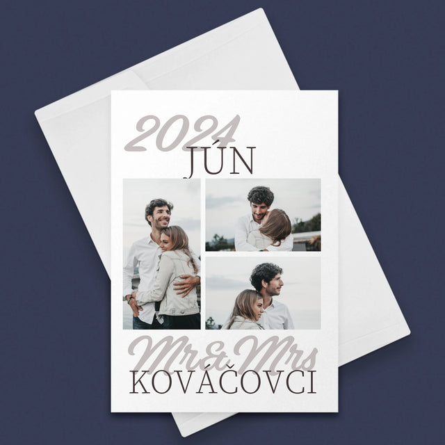 Fotokoláž: Mr&Mrs Dátum - Kartička S Prianiami