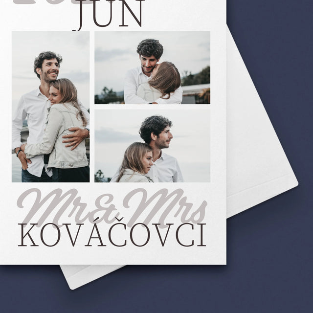 Fotokoláž: Mr&Mrs Dátum - Kartička S Prianiami