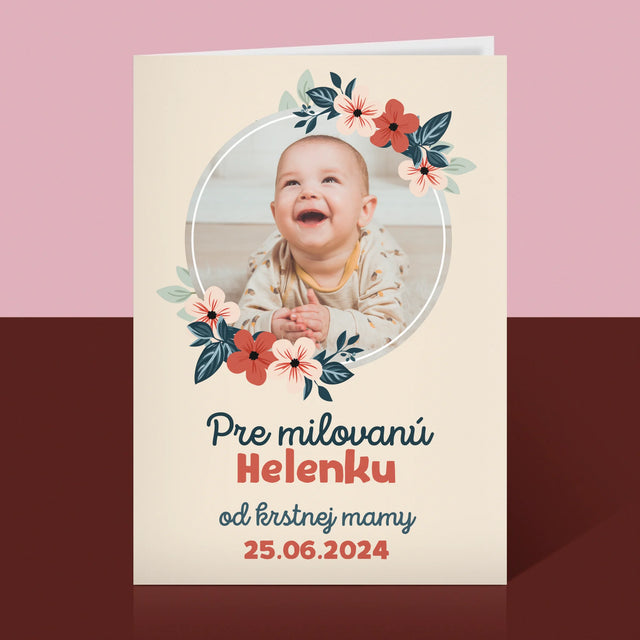 Fotografia A Podpis: Pre Dieťa Od Krstných Rodičov - Kartička S Prianiami