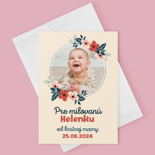 Fotografia A Podpis: Pre Dieťa Od Krstných Rodičov - Kartička S Prianiami