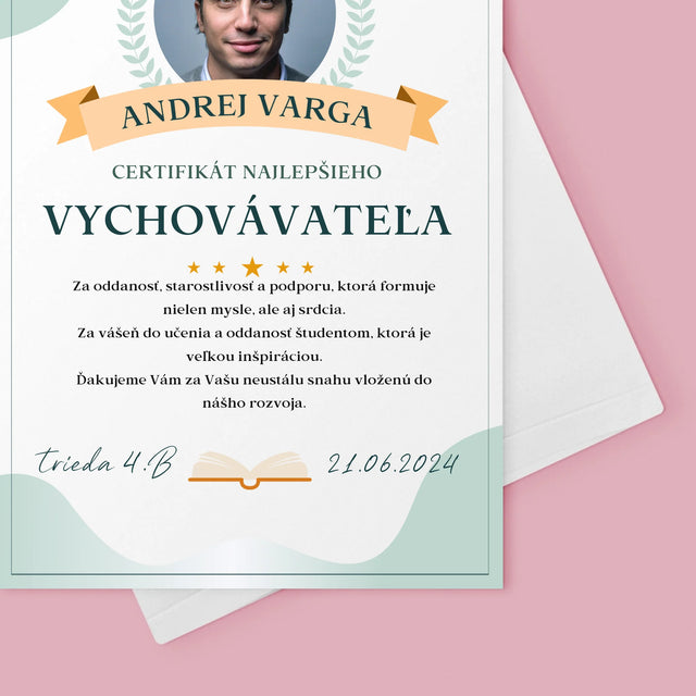 Fotografia A Podpis: Certifikát Najlepšieho Vychovávateľa - Kartička S Prianiami