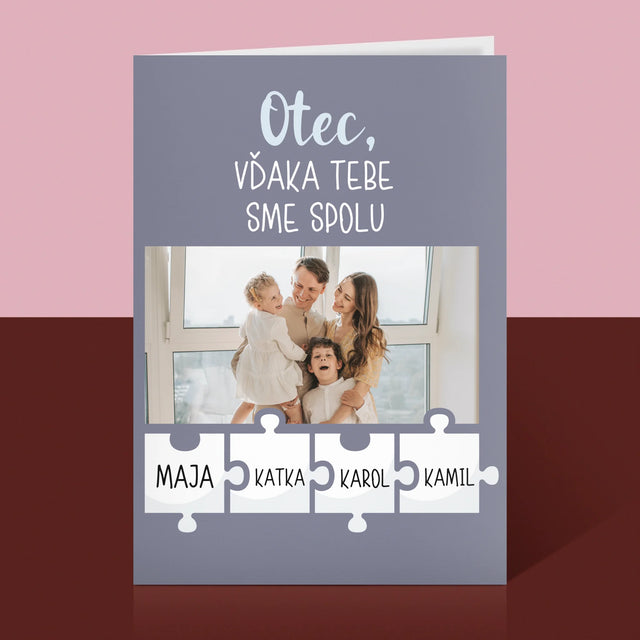 Fotografia A Podpis: Otec, Vďaka Tebe Sme Spolu - Kartička S Prianiami