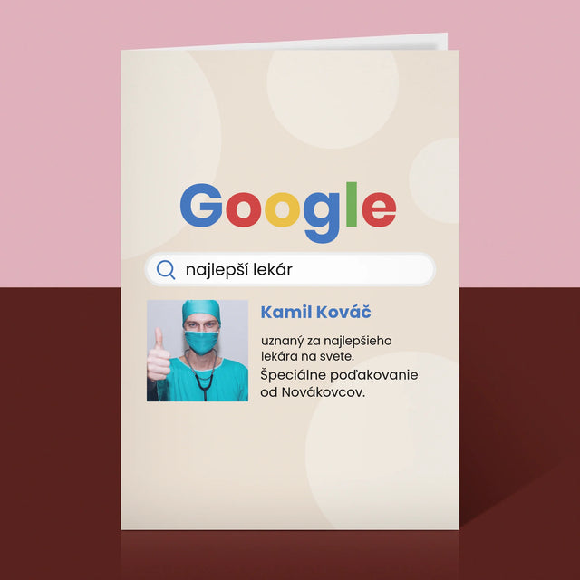 Fotografia A Podpis: Najlepší Lekár Výsledok Google - Kartička S Prianiami