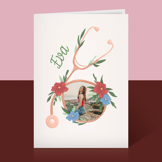 Fotografia A Podpis: Stetoskop Kvety - Kartička S Prianiami