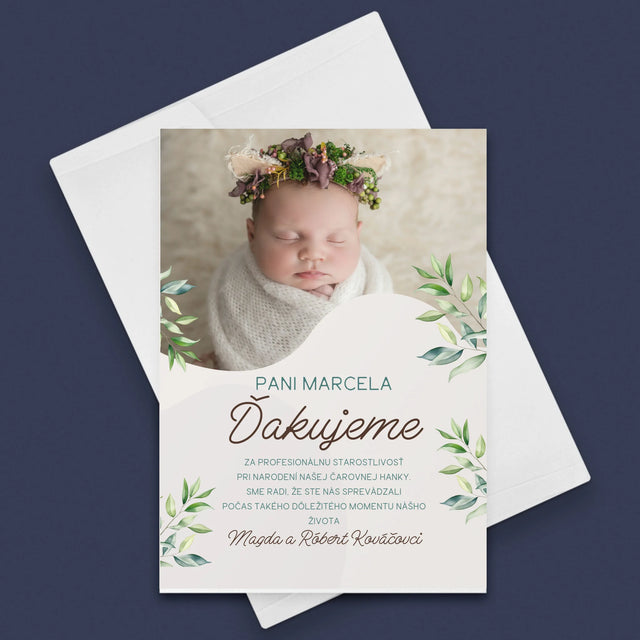 Fotografia A Podpis: Poďakovanie Pre Pôrodnú Asistentku - Kartička S Prianiami