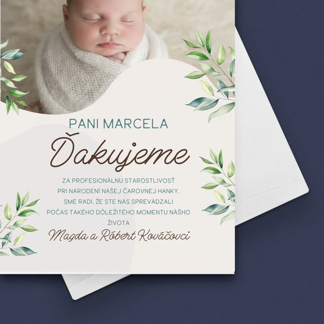 Fotografia A Podpis: Poďakovanie Pre Pôrodnú Asistentku - Kartička S Prianiami