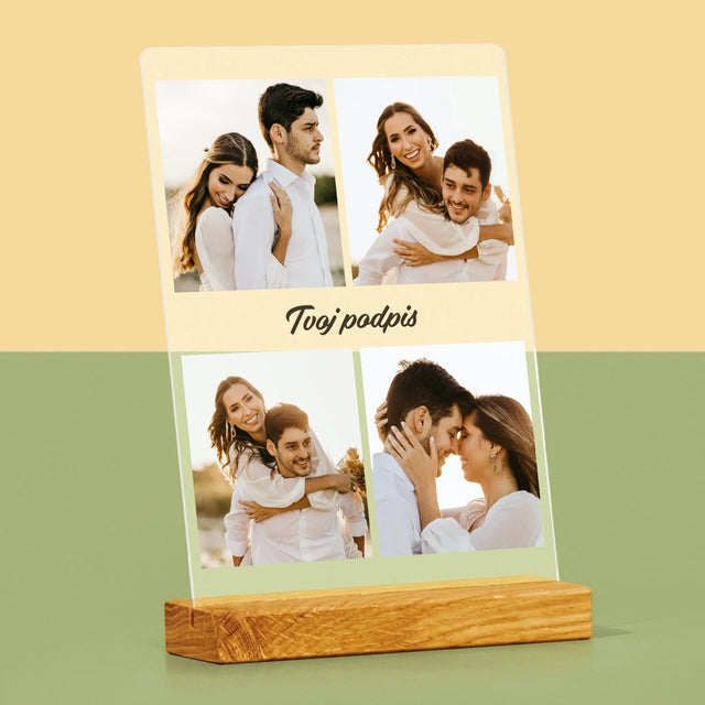Fotokoláž: 4 Fotografie A Podpis - Tlač Na Akrylové Sklo (Vertikálne)