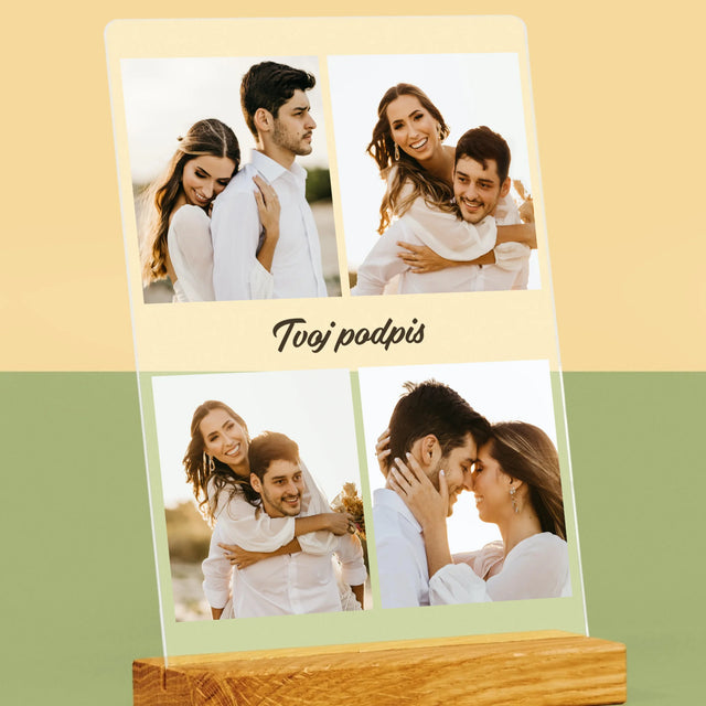 Fotokoláž: 4 Fotografie A Podpis - Tlač Na Akrylové Sklo (Vertikálne)
