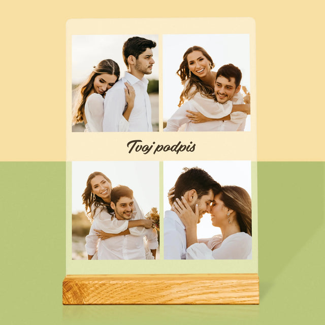 Fotokoláž: 4 Fotografie A Podpis - Tlač Na Akrylové Sklo (Vertikálne)
