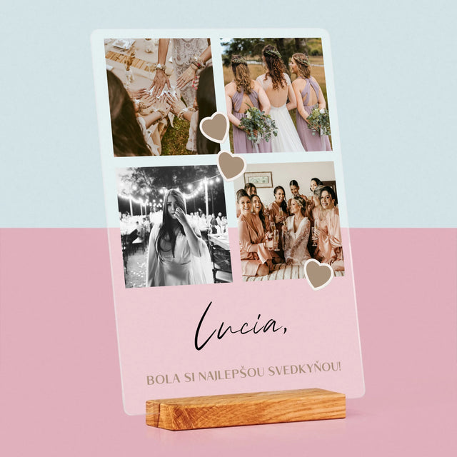 Fotokoláž: Ďakujem Koláž Z Fotiek Pre Svedkyňu - Tlač Na Akrylové Sklo (Vertikálne)
