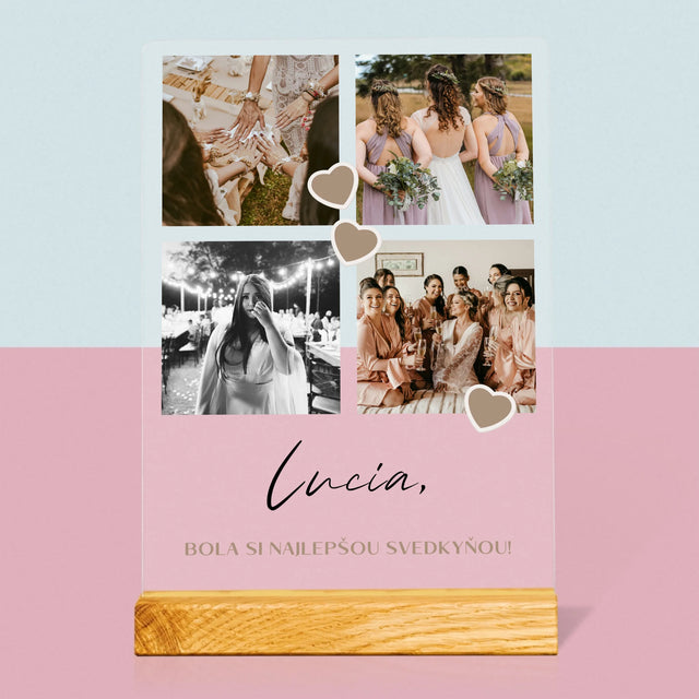 Fotokoláž: Ďakujem Koláž Z Fotiek Pre Svedkyňu - Tlač Na Akrylové Sklo (Vertikálne)