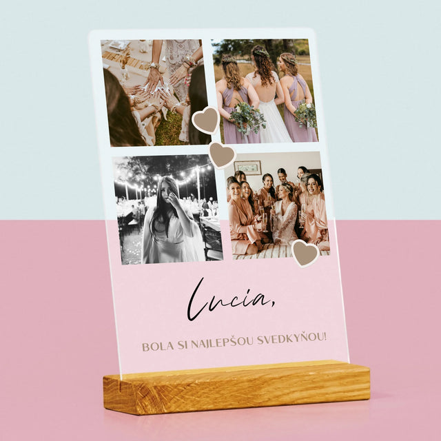 Fotokoláž: Ďakujem Koláž Z Fotiek Pre Svedkyňu - Tlač Na Akrylové Sklo (Vertikálne)