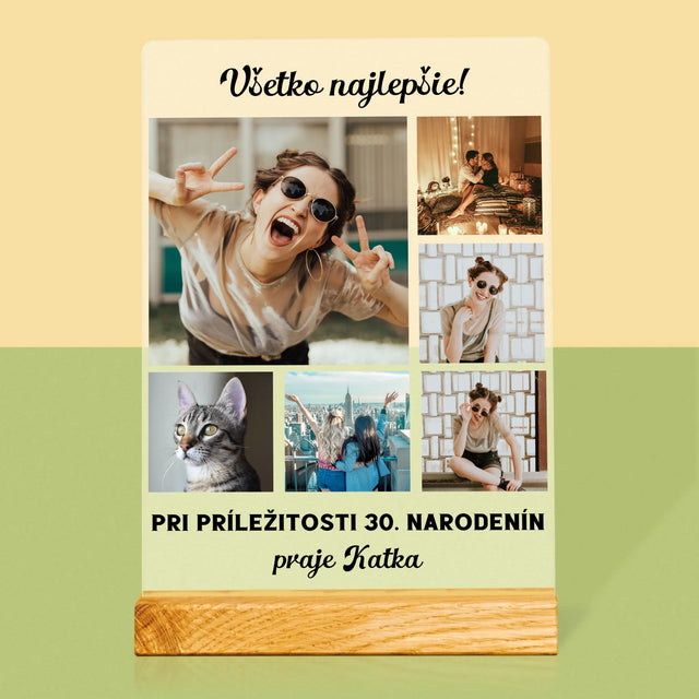 Fotokoláž: Narodeninová Koláž Z Fotografií - Tlač Na Akrylové Sklo (Vertikálne)