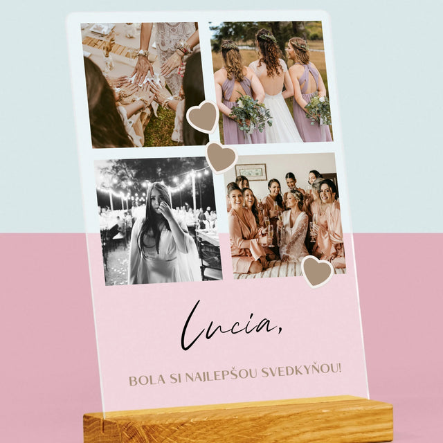 Fotokoláž: Ďakujem Koláž Z Fotiek Pre Svedkyňu - Tlač Na Akrylové Sklo (Vertikálne)