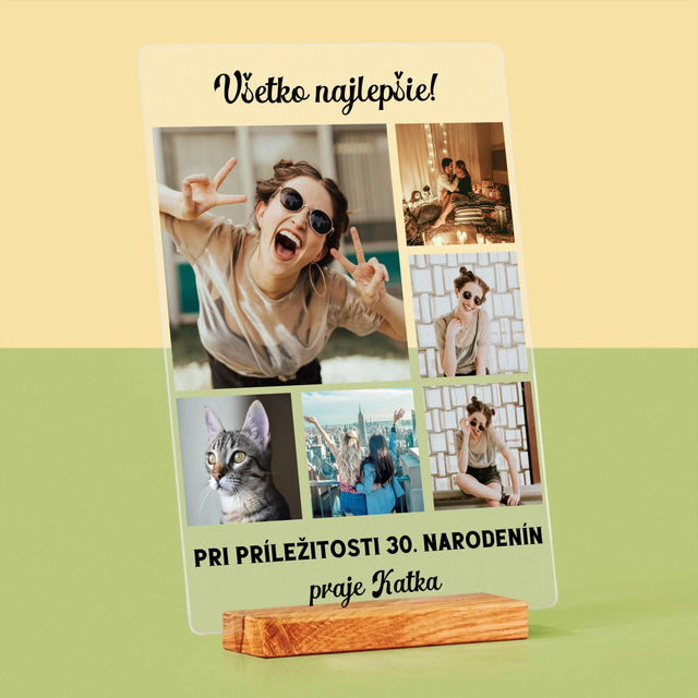 Fotokoláž: Narodeninová Koláž Z Fotografií - Tlač Na Akrylové Sklo (Vertikálne)