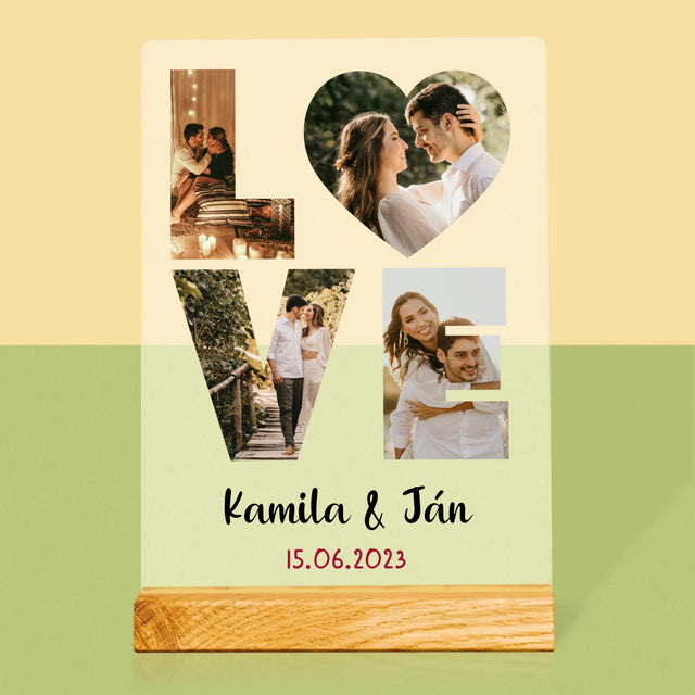 Slovo Z Fotografií: Love Z Tvojich Fotografií - Tlač Na Akrylové Sklo (Vertikálne)