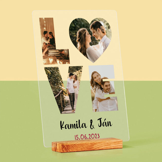 Slovo Z Fotografií: Love Z Tvojich Fotografií - Tlač Na Akrylové Sklo (Vertikálne)