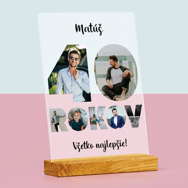 Slovo Z Fotografií: 40 Rokov Z Tvojich Fotografií - Tlač Na Akrylové Sklo (Vertikálne)