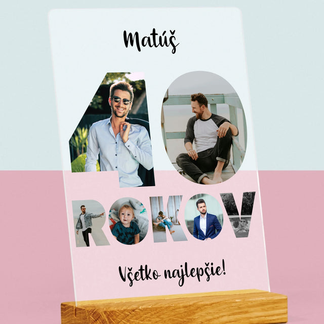 Slovo Z Fotografií: 40 Rokov Z Tvojich Fotografií - Tlač Na Akrylové Sklo (Vertikálne)