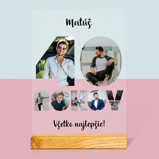 Slovo Z Fotografií: 40 Rokov Z Tvojich Fotografií - Tlač Na Akrylové Sklo (Vertikálne)