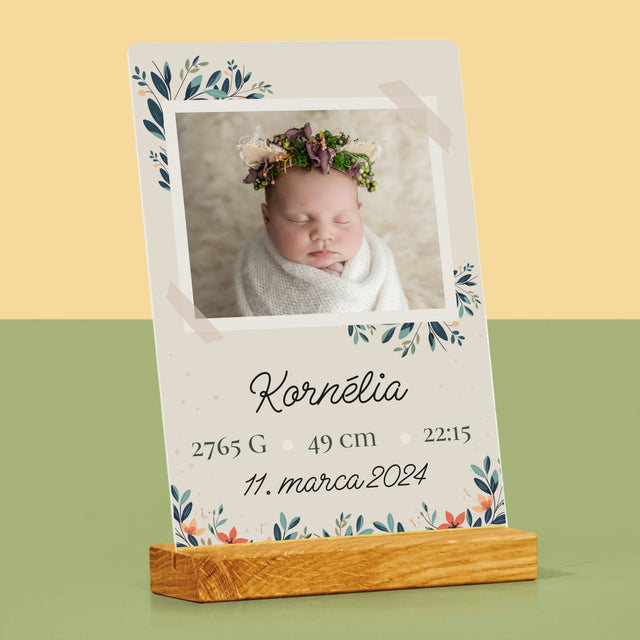 Údaje Narodenia Dieťaťa: Narodenie Dieťaťa Kvety - Tlač Na Akrylové Sklo (Vertikálne)