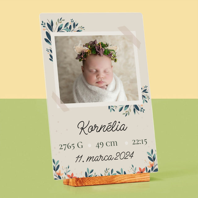 Údaje Narodenia Dieťaťa: Narodenie Dieťaťa Kvety - Tlač Na Akrylové Sklo (Vertikálne)