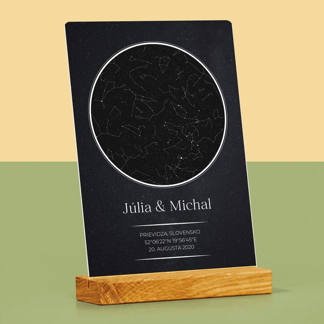 Mapa Hviezd: Mapa Hviezd: Pre Zamilovaných - Tlač Na Akrylové Sklo (Vertikálne)