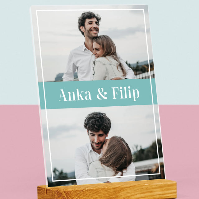 Fotokoláž: Pár Mená - Tlač Na Akrylové Sklo (Vertikálne)