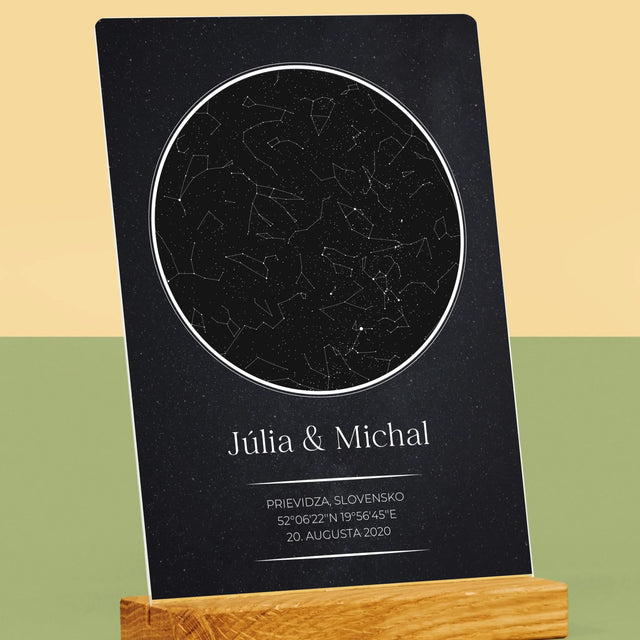 Mapa Hviezd: Mapa Hviezd: Pre Zamilovaných - Tlač Na Akrylové Sklo (Vertikálne)