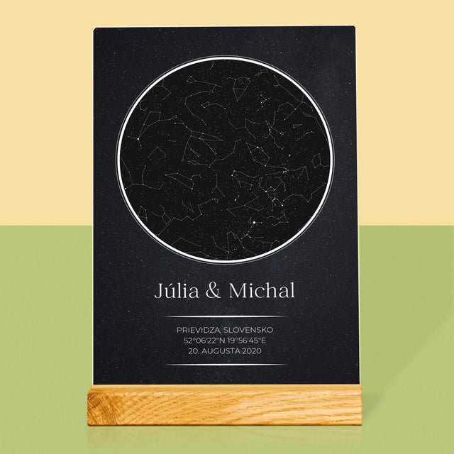 Mapa Hviezd: Mapa Hviezd: Pre Zamilovaných - Tlač Na Akrylové Sklo (Vertikálne)