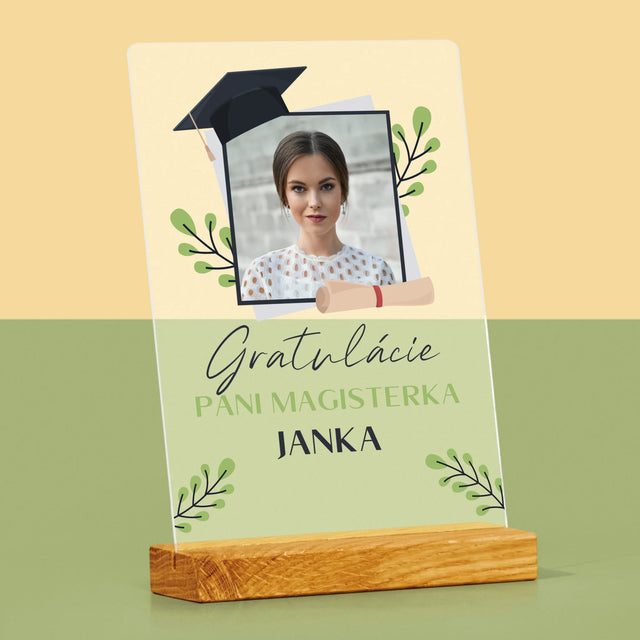Fotografia A Podpis: Gratulácie Magisterka - Tlač Na Akrylové Sklo (Vertikálne)