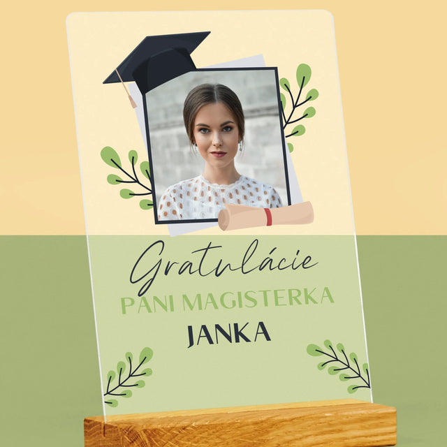 Fotografia A Podpis: Gratulácie Magisterka - Tlač Na Akrylové Sklo (Vertikálne)