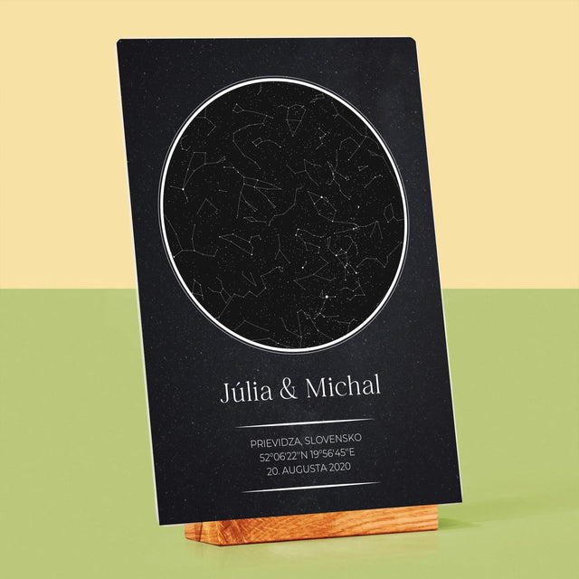 Mapa Hviezd: Mapa Hviezd: Pre Zamilovaných - Tlač Na Akrylové Sklo (Vertikálne)