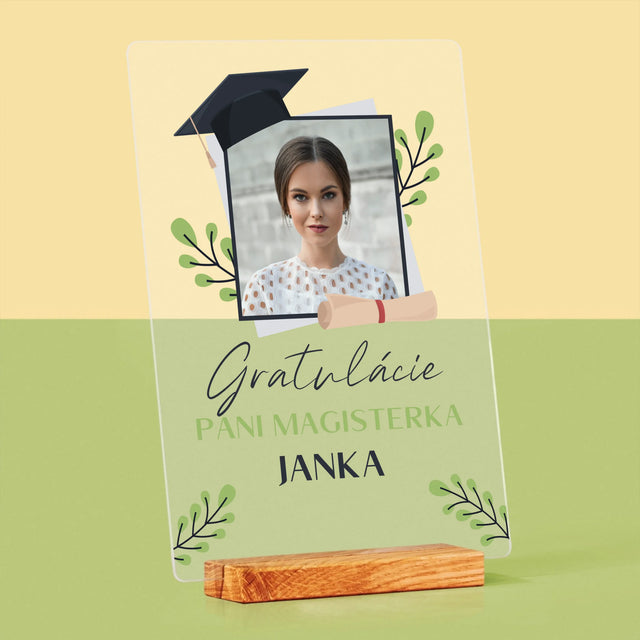 Fotografia A Podpis: Gratulácie Magisterka - Tlač Na Akrylové Sklo (Vertikálne)