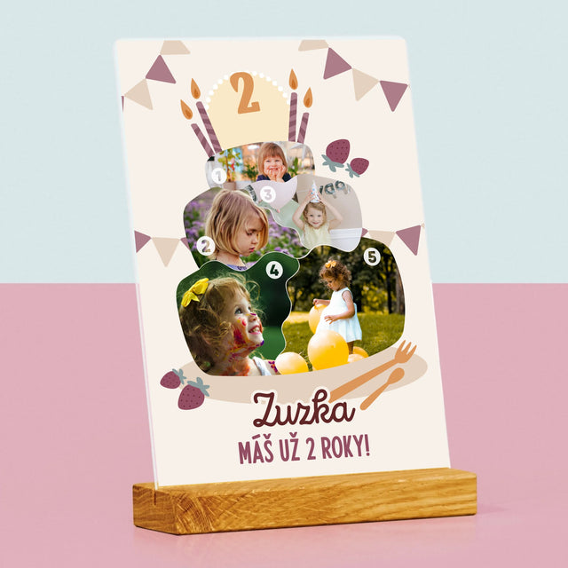 Tvar Z Fotografií: Narodeninová Torta - Tlač Na Akrylové Sklo (Vertikálne)