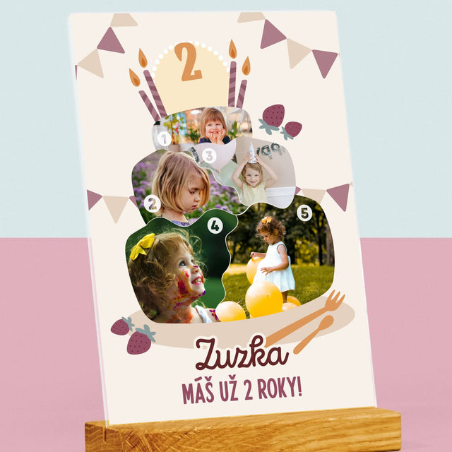 Tvar Z Fotografií: Narodeninová Torta - Tlač Na Akrylové Sklo (Vertikálne)