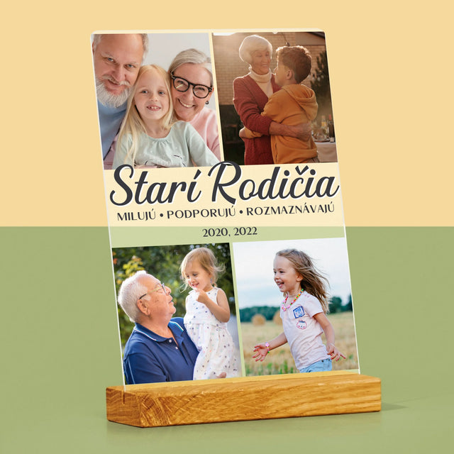 Fotokoláž: Milovaní Starí Rodičia - Tlač Na Akrylové Sklo (Vertikálne)