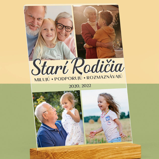 Fotokoláž: Milovaní Starí Rodičia - Tlač Na Akrylové Sklo (Vertikálne)