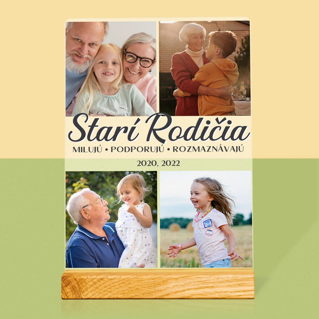 Fotokoláž: Milovaní Starí Rodičia - Tlač Na Akrylové Sklo (Vertikálne)