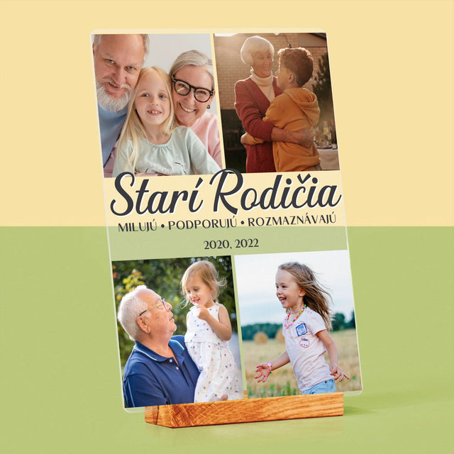 Fotokoláž: Milovaní Starí Rodičia - Tlač Na Akrylové Sklo (Vertikálne)