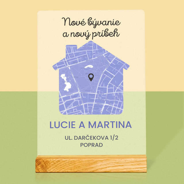Mapa Mesta: Mapa Mesta: Nové Bývanie - Tlač Na Akrylové Sklo (Vertikálne)