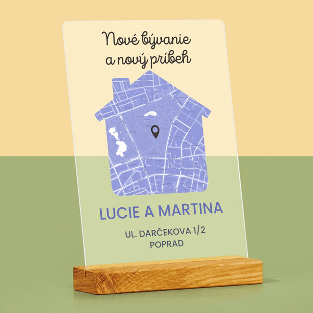 Mapa Mesta: Mapa Mesta: Nové Bývanie - Tlač Na Akrylové Sklo (Vertikálne)