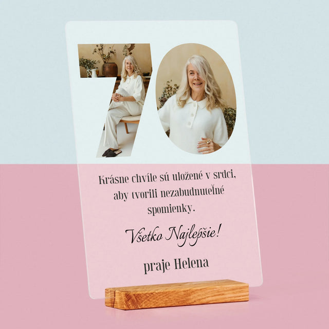Slovo Z Fotografií: 70. Narodeniny - Tlač Na Akrylové Sklo (Vertikálne)